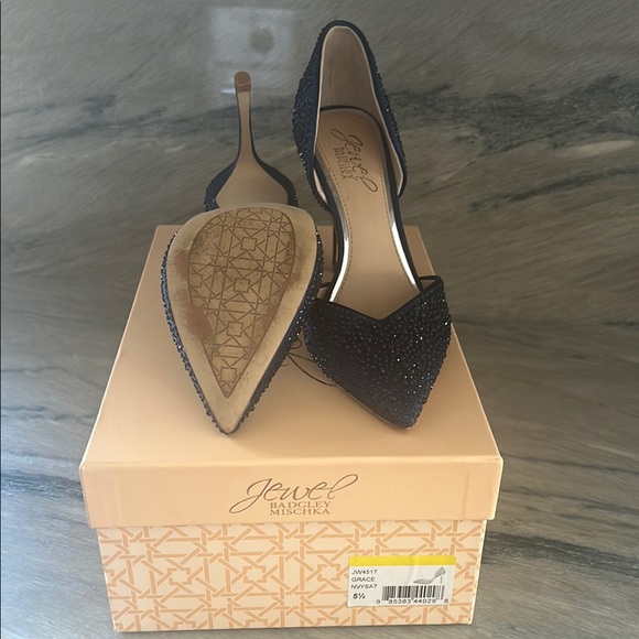 Women's Navy Glitter Heels - Picture 3 of 3